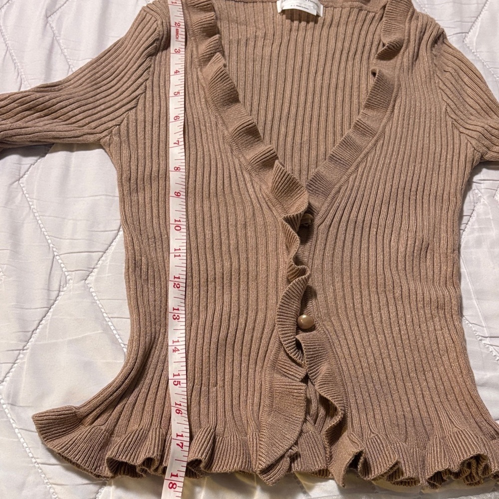 Lovers + Friends Ruffled Tan Cardigan - Picture 5 of 7